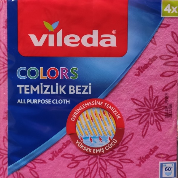 VİLEDA RENKLİ TEMİZLİK BEZİ  4 LÜ  34*35CM