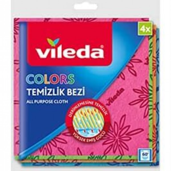 VİLEDA RENKLİ TEMİZLİK BEZİ  4 LÜ  34*35CM